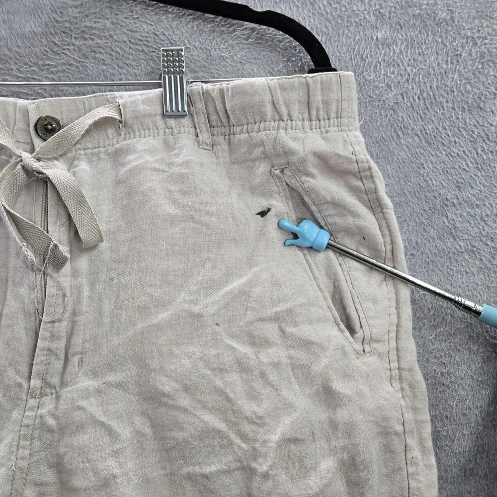 Tasso Elba Island Men Pants L Beige Linen Casual 29